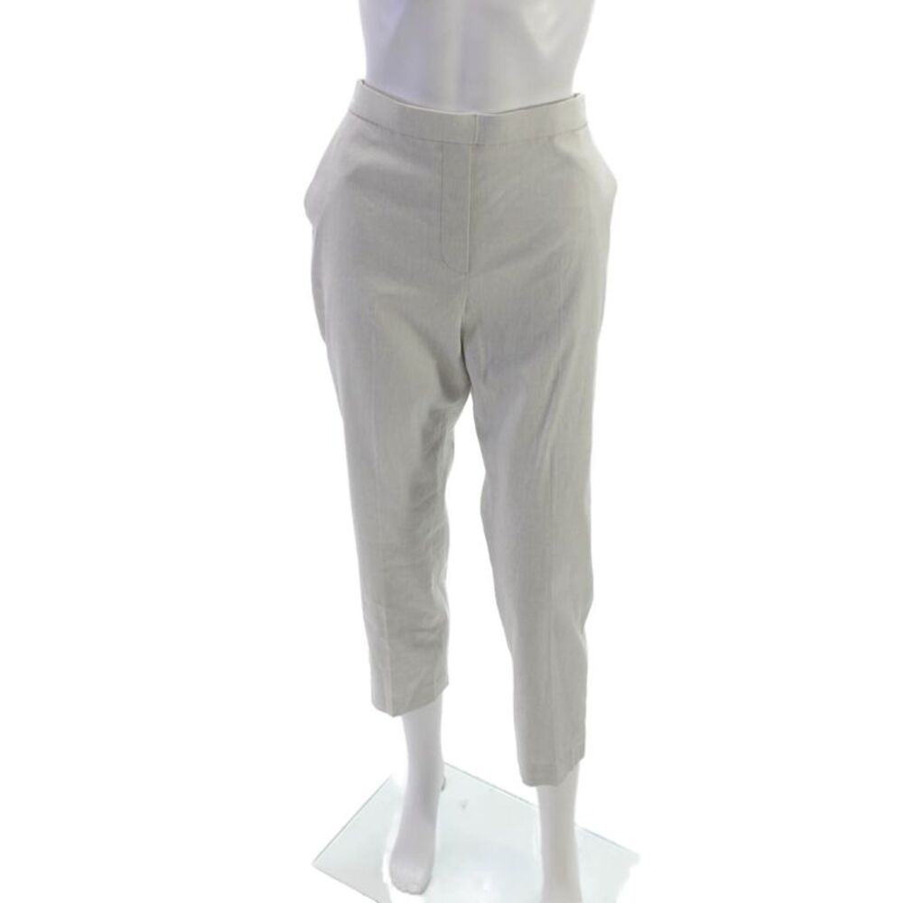 Theory Womens Cropped Linen Pants Gray Pull On Size 8